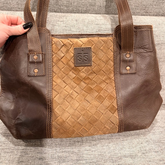 STS | Full Grain Leather Woven Brown and Tan Women's Tote Bag | Conceal Carry - Picture 2 of 9